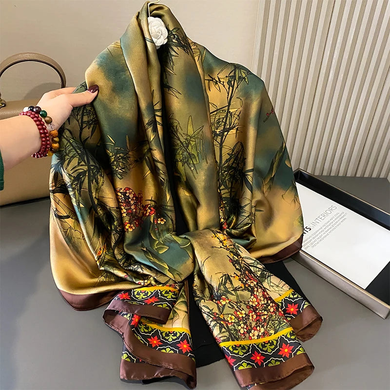 2020 Luxury Brand New Summer Women Silk Scarf Beach Hijab Shawls and Wraps Female Foulard Free Shipping