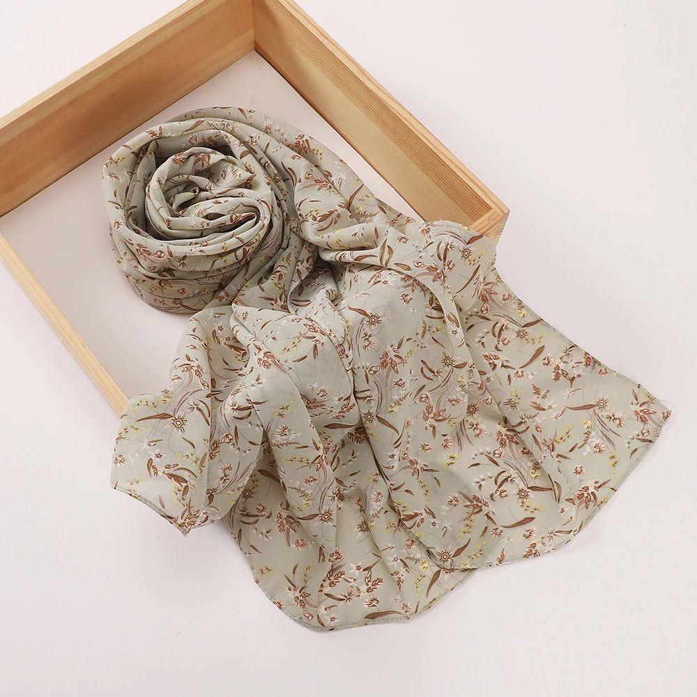 Print Chiffon Hijab Women Heavy Chiffon Bubble Scarf Leopard Popular Headscarf Wraps Bufanda Tudung Bawal