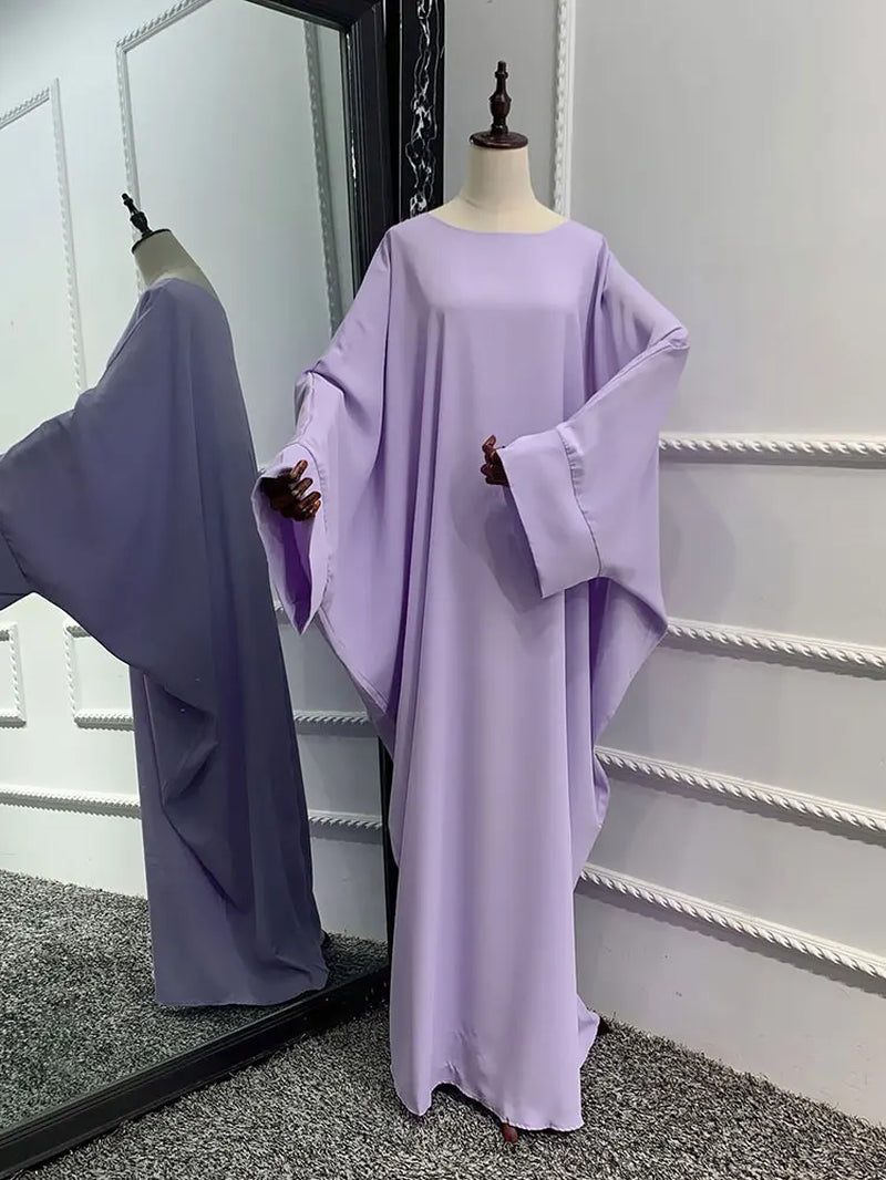 Plain Abaya Batwing Sleeve Islamic Clothing Prayer Long Dress Women Hijab Robe African Dresses Muslim Dubai Modest Abaya Ramadan