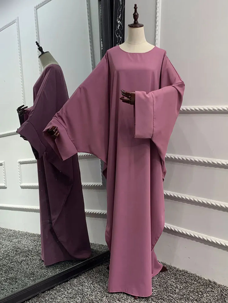Plain Abaya Batwing Sleeve Islamic Clothing Prayer Long Dress Women Hijab Robe African Dresses Muslim Dubai Modest Abaya Ramadan