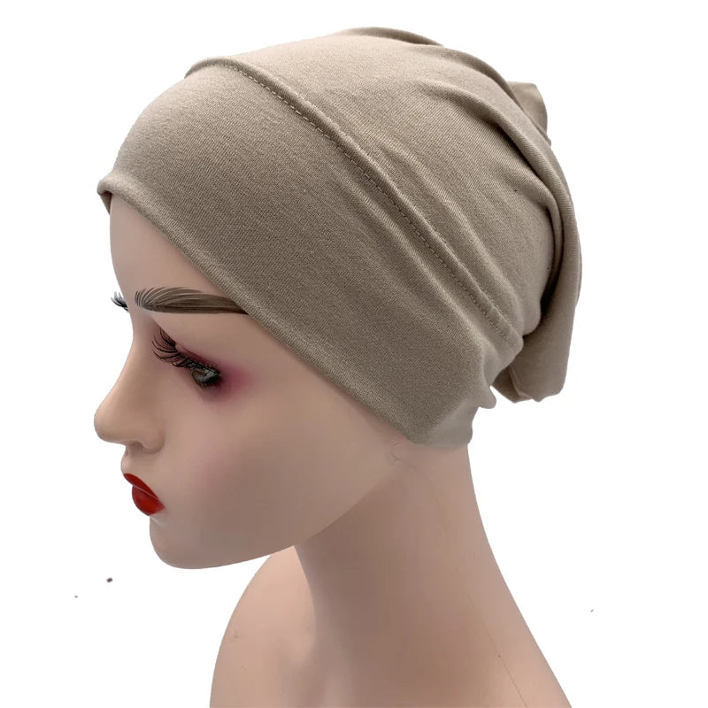 Women Plain Stretch Underscarf Cap Muslim Inner Hijab Caps Islamic Headband Turban Bonnet Musulman Femme Ready to Wear Hijabs