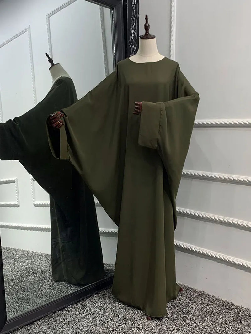 Plain Abaya Batwing Sleeve Islamic Clothing Prayer Long Dress Women Hijab Robe African Dresses Muslim Dubai Modest Abaya Ramadan