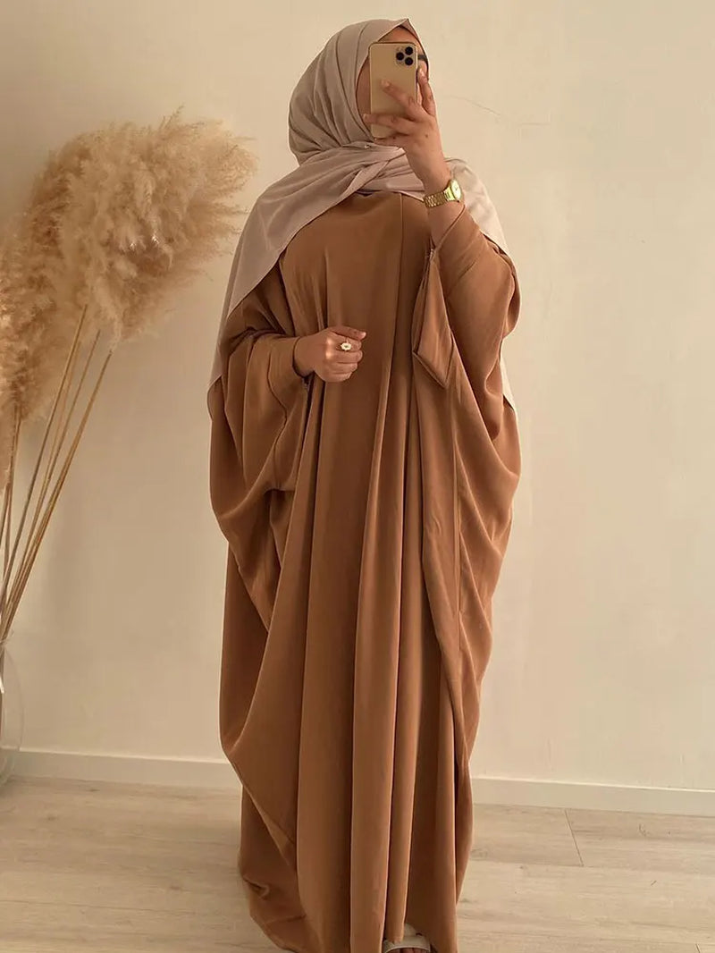 Plain Abaya Batwing Sleeve Islamic Clothing Prayer Long Dress Women Hijab Robe African Dresses Muslim Dubai Modest Abaya Ramadan
