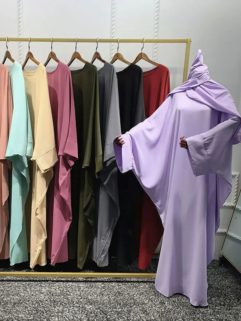 Plain Abaya Batwing Sleeve Islamic Clothing Prayer Long Dress Women Hijab Robe African Dresses Muslim Dubai Modest Abaya Ramadan