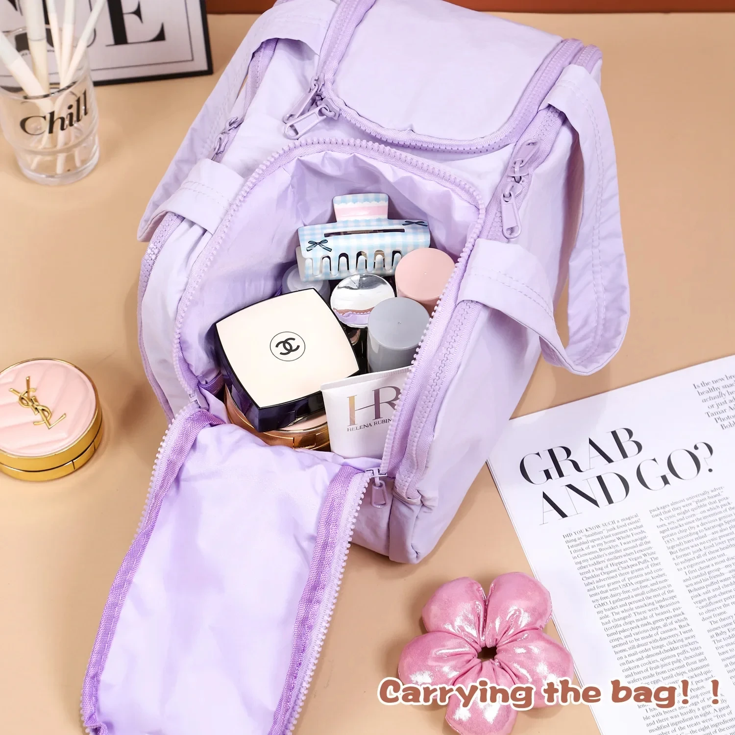 Large Capacity Travel Makeup Bag – Portable Lightweight Cosmetic Organizer Pouch for Women