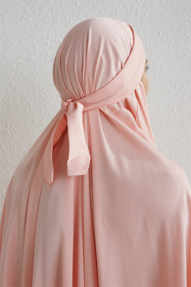 Hooded Abaya – Smocked Sleeve One-Piece Prayer Dress for Muslim Women