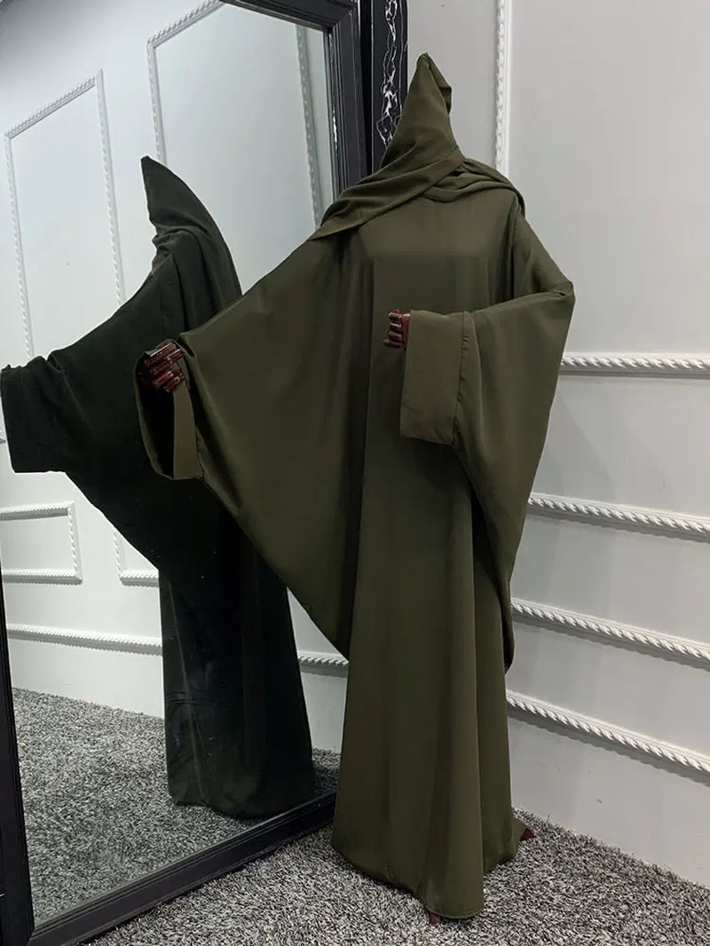 Plain Abaya Batwing Sleeve Islamic Clothing Prayer Long Dress Women Hijab Robe African Dresses Muslim Dubai Modest Abaya Ramadan