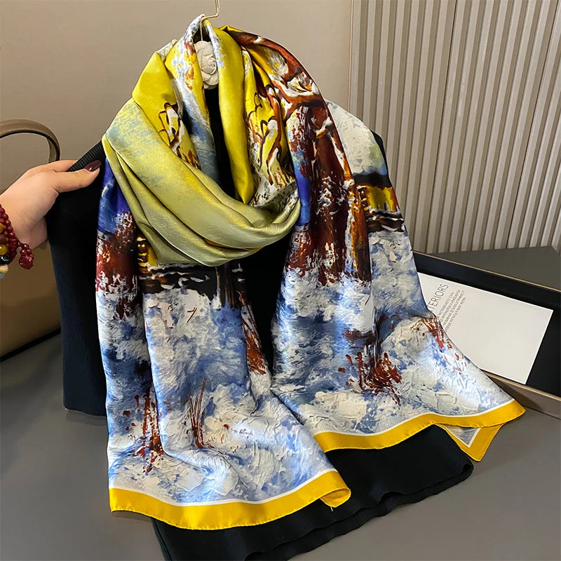 2020 Luxury Brand New Summer Women Silk Scarf Beach Hijab Shawls and Wraps Female Foulard Free Shipping
