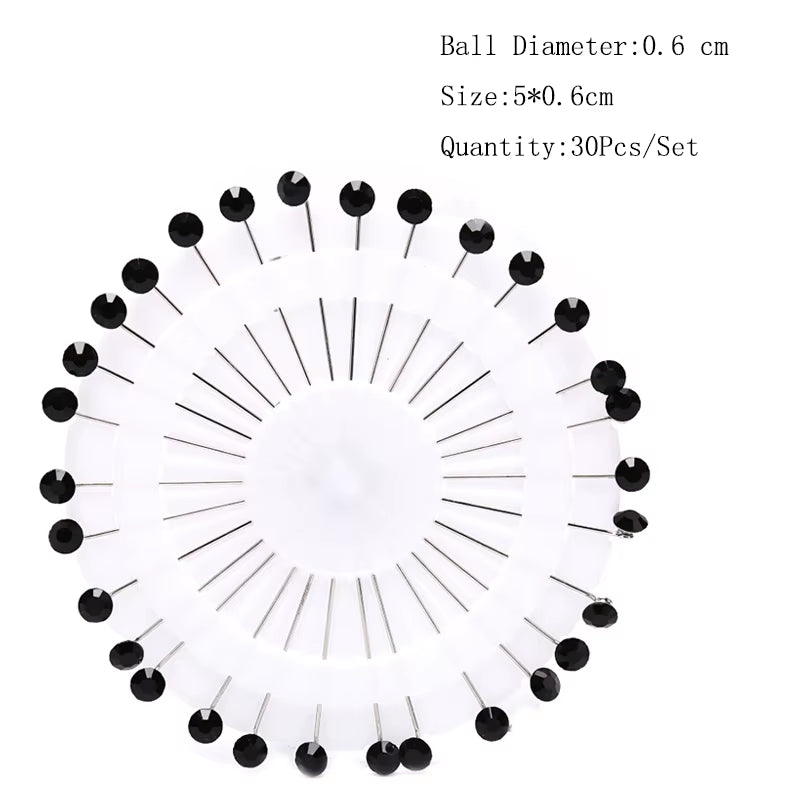 12/30Pcs Fashion Crystal Ball Brooch Pin Muslim Hijab Scarf Pins Scarf Clip Wedding Pin for Women Hijab Pins with Hat