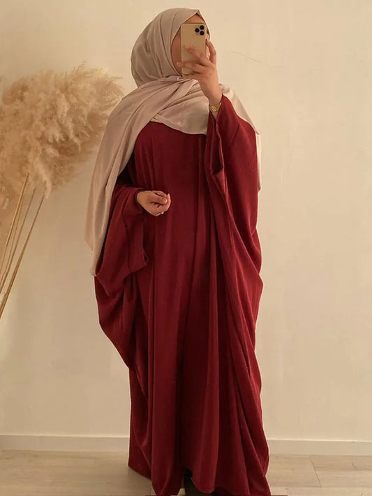 Plain Abaya Batwing Sleeve Islamic Clothing Prayer Long Dress Women Hijab Robe African Dresses Muslim Dubai Modest Abaya Ramadan