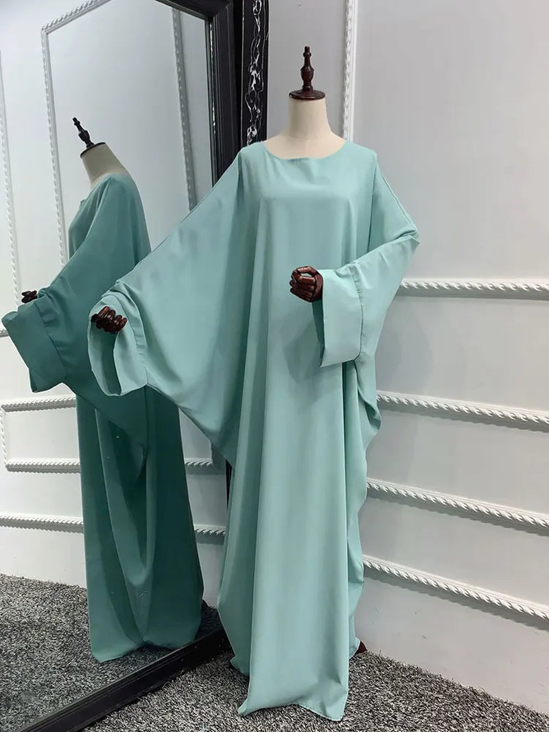 Plain Abaya Batwing Sleeve Islamic Clothing Prayer Long Dress Women Hijab Robe African Dresses Muslim Dubai Modest Abaya Ramadan
