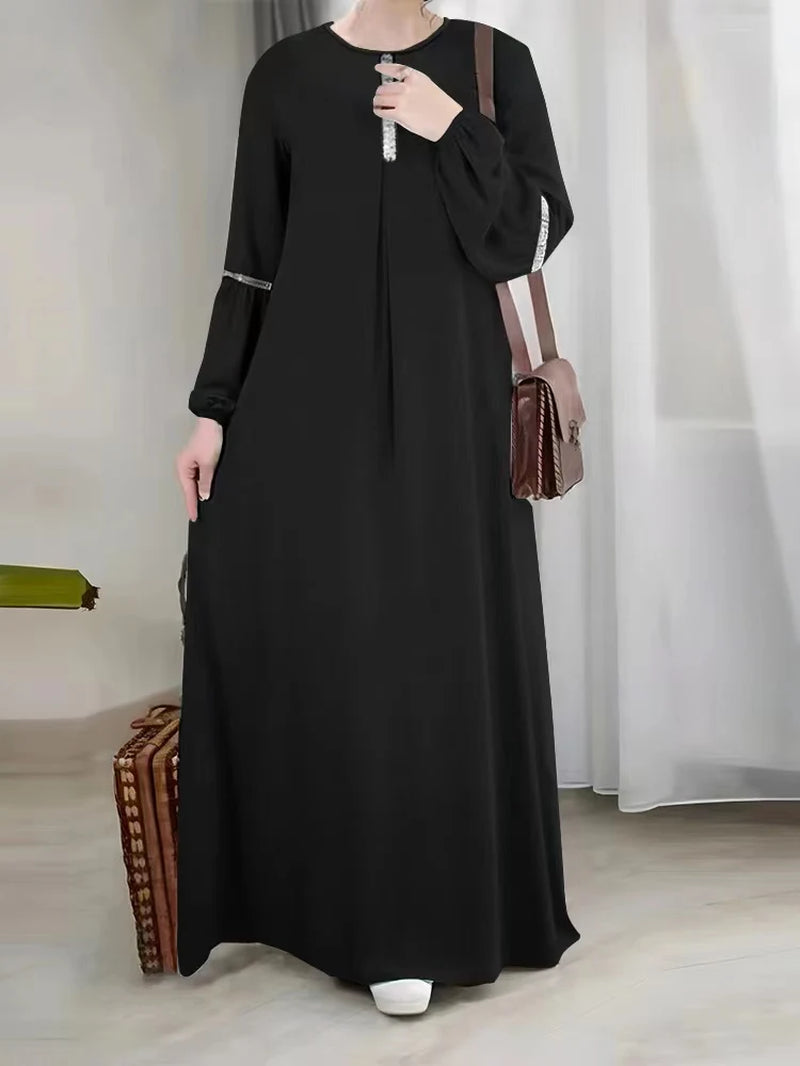 Abaya Middle East Fashion Long-Sleeved Abaya Dress Casual Sequin Sun Skirt Costume