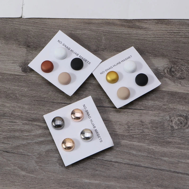 R2LE 4Pcs Safe Hijab Brooch Strong Metal Plating Magnetic Hijab Clip Luxury Accessory No Hole Pins Magnet Brooches