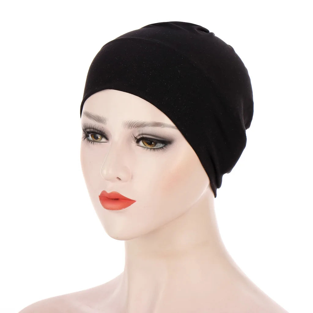 Women Plain Stretch Underscarf Cap Muslim Inner Hijab Caps Islamic Headband Turban Bonnet Musulman Femme Ready to Wear Hijabs