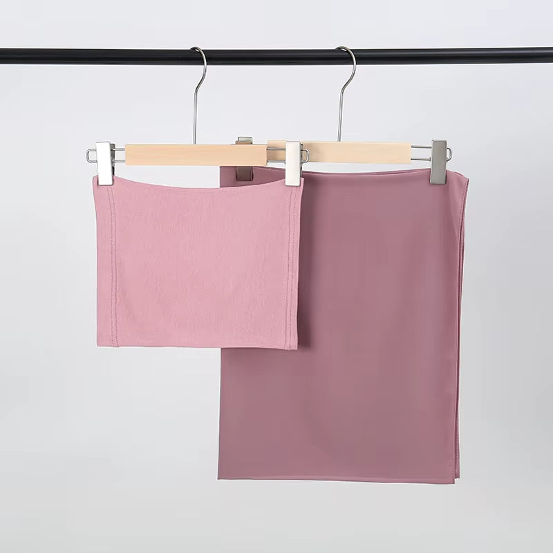 2Pcs Undercap Chiffon Hijab Set Thin Elastic Tube Head Cover Elegant Soft Cozy Breathable Sunscreen Bandana Combination