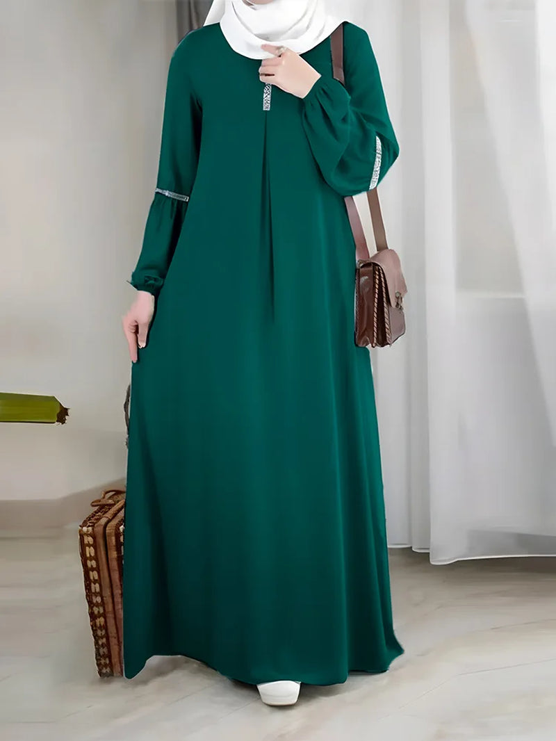 Abaya Middle East Fashion Long-Sleeved Abaya Dress Casual Sequin Sun Skirt Costume