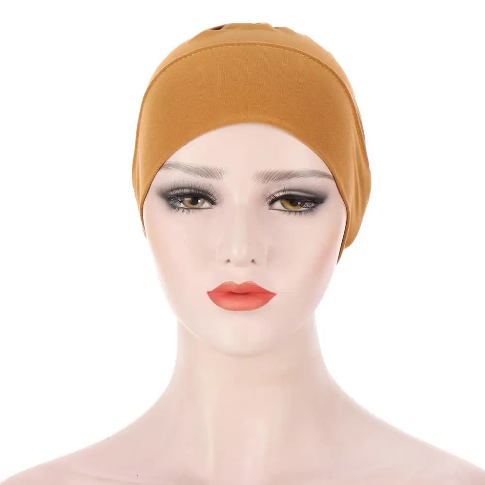 Women Plain Stretch Underscarf Cap Muslim Inner Hijab Caps Islamic Headband Turban Bonnet Musulman Femme Ready to Wear Hijabs