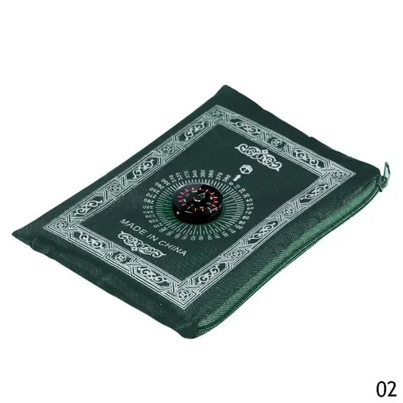 100X60Cm Useful Portable Prayer Rug with Compass Kneeling Poly Mat for Muslim Islam Waterproof Prayer Mat Carpet with Bag