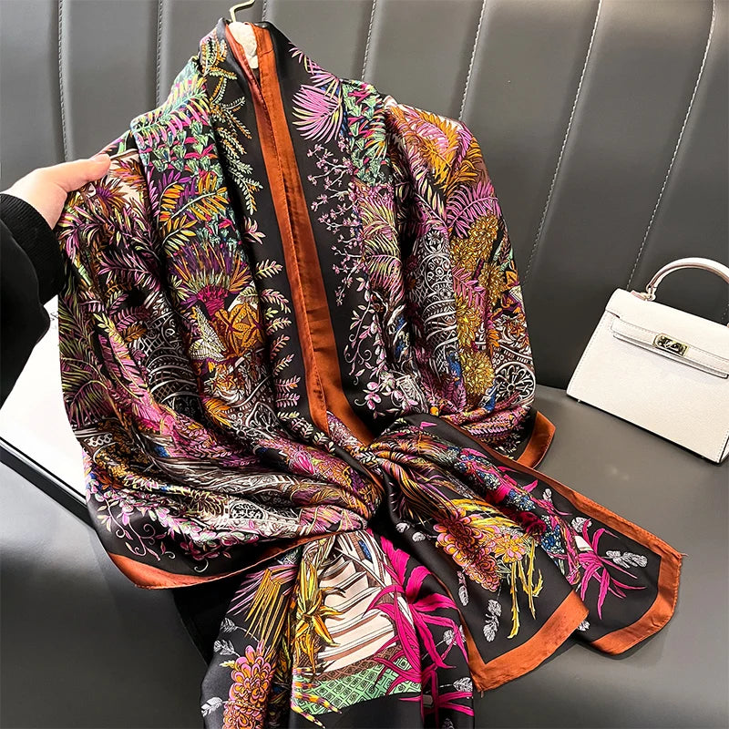 2020 Luxury Brand New Summer Women Silk Scarf Beach Hijab Shawls and Wraps Female Foulard Free Shipping