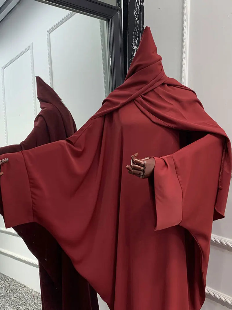 Plain Abaya Batwing Sleeve Islamic Clothing Prayer Long Dress Women Hijab Robe African Dresses Muslim Dubai Modest Abaya Ramadan