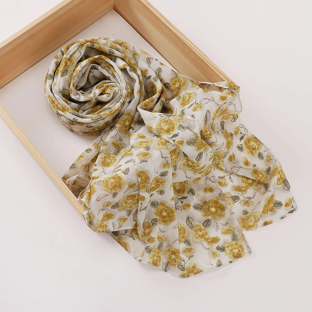 Print Chiffon Hijab Women Heavy Chiffon Bubble Scarf Leopard Popular Headscarf Wraps Bufanda Tudung Bawal