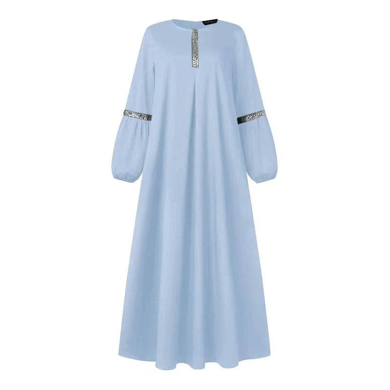 Abaya Middle East Fashion Long-Sleeved Abaya Dress Casual Sequin Sun Skirt Costume