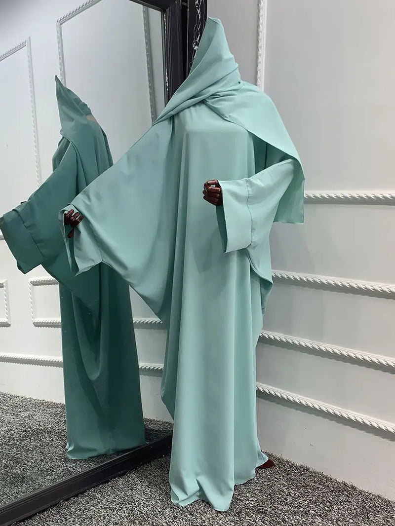 Plain Abaya Batwing Sleeve Islamic Clothing Prayer Long Dress Women Hijab Robe African Dresses Muslim Dubai Modest Abaya Ramadan