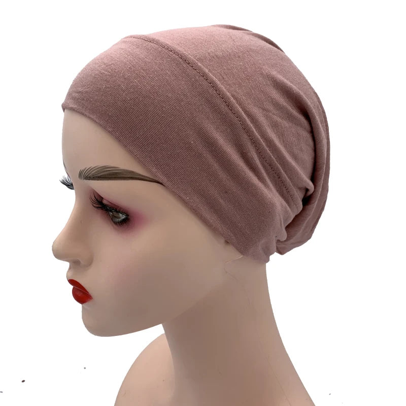 Women Plain Stretch Underscarf Cap Muslim Inner Hijab Caps Islamic Headband Turban Bonnet Musulman Femme Ready to Wear Hijabs