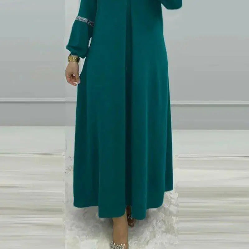Abaya Middle East Fashion Long-Sleeved Abaya Dress Casual Sequin Sun Skirt Costume