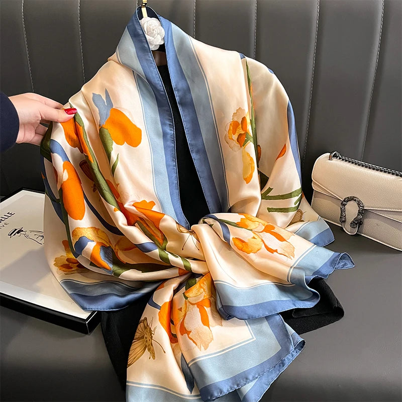 2020 Luxury Brand New Summer Women Silk Scarf Beach Hijab Shawls and Wraps Female Foulard Free Shipping