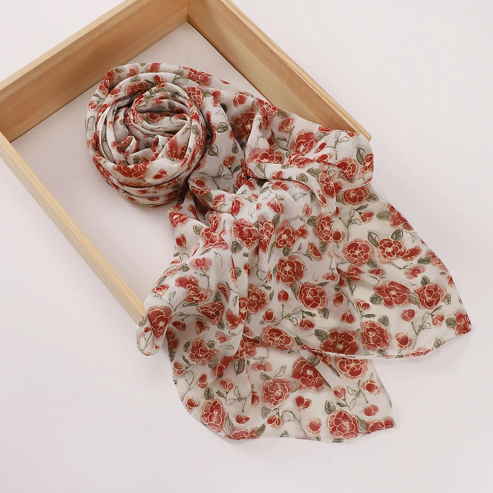 Print Chiffon Hijab Women Heavy Chiffon Bubble Scarf Leopard Popular Headscarf Wraps Bufanda Tudung Bawal