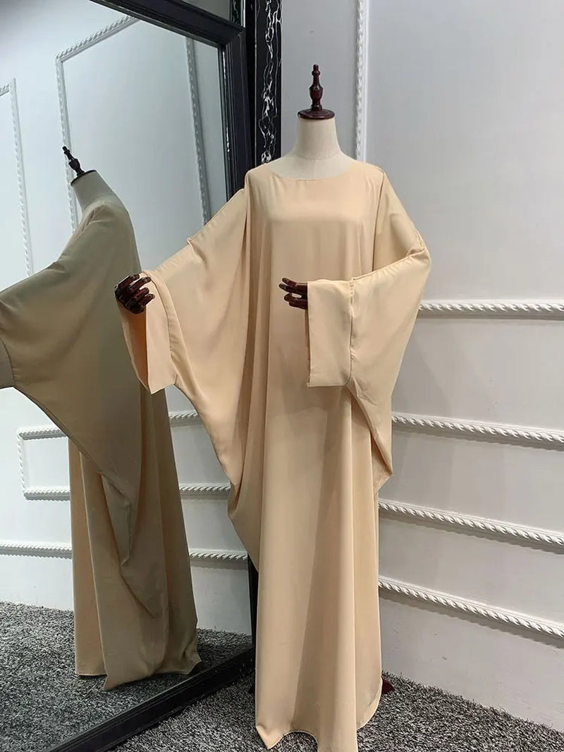 Plain Abaya Batwing Sleeve Islamic Clothing Prayer Long Dress Women Hijab Robe African Dresses Muslim Dubai Modest Abaya Ramadan