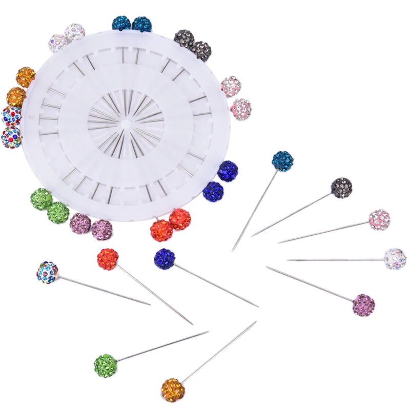 12/30Pcs Fashion Crystal Ball Brooch Pin Muslim Hijab Scarf Pins Scarf Clip Wedding Pin for Women Hijab Pins with Hat