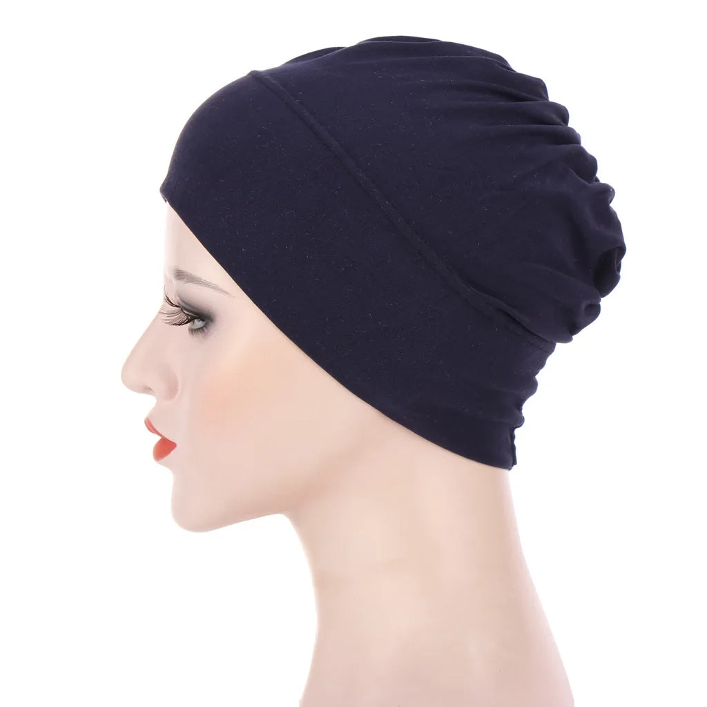 Women’s Plain Stretch Underscarf Cap – Inner Hijab Headband & Bonnet