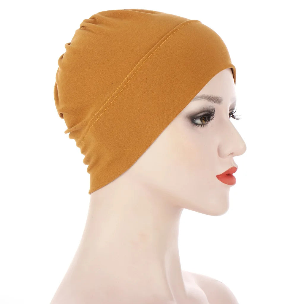 Women’s Plain Stretch Underscarf Cap – Inner Hijab Headband & Bonnet