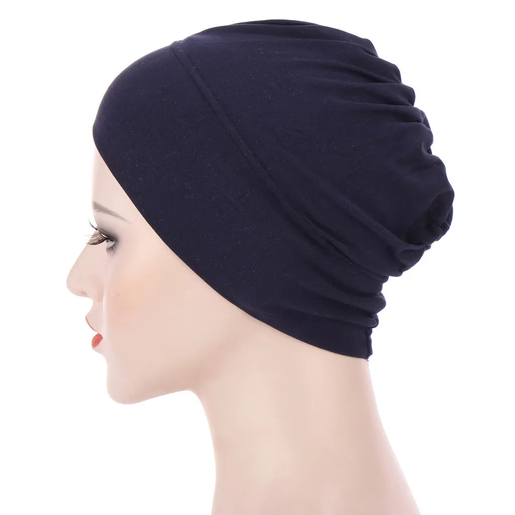 Women’s Plain Stretch Underscarf Cap – Inner Hijab Headband & Bonnet