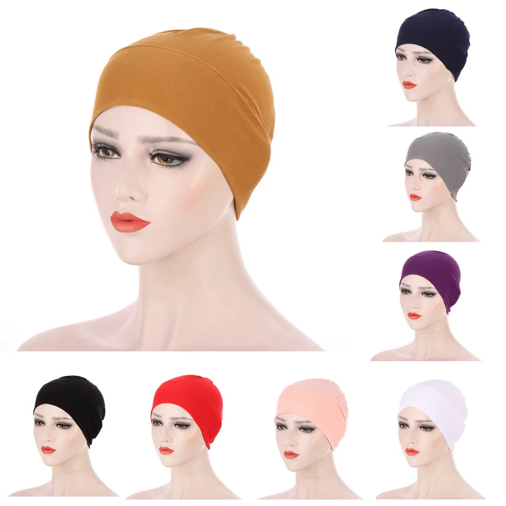 Women’s Plain Stretch Underscarf Cap – Inner Hijab Headband & Bonnet