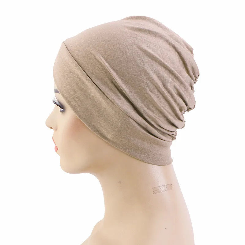 Women’s Plain Stretch Underscarf Cap – Inner Hijab Headband & Bonnet