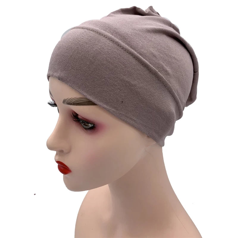 Women Plain Stretch Underscarf Cap Muslim Inner Hijab Caps Islamic Headband Turban Bonnet Musulman Femme Ready to Wear Hijabs