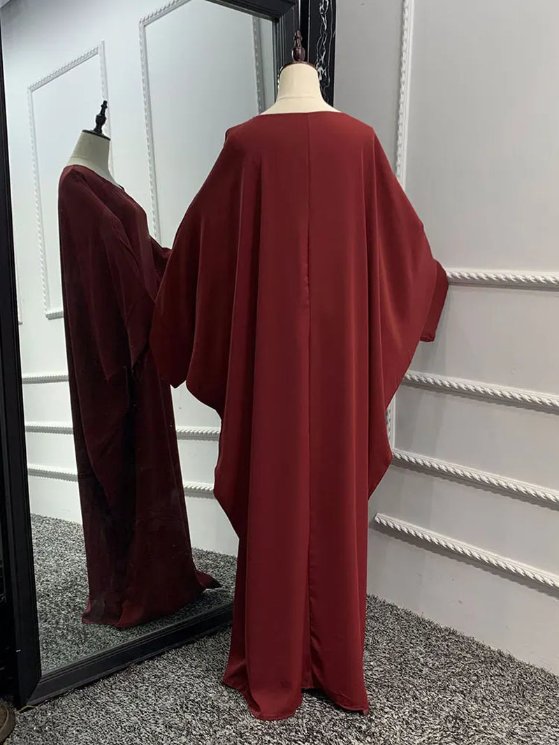 Plain Abaya Batwing Sleeve Islamic Clothing Prayer Long Dress Women Hijab Robe African Dresses Muslim Dubai Modest Abaya Ramadan