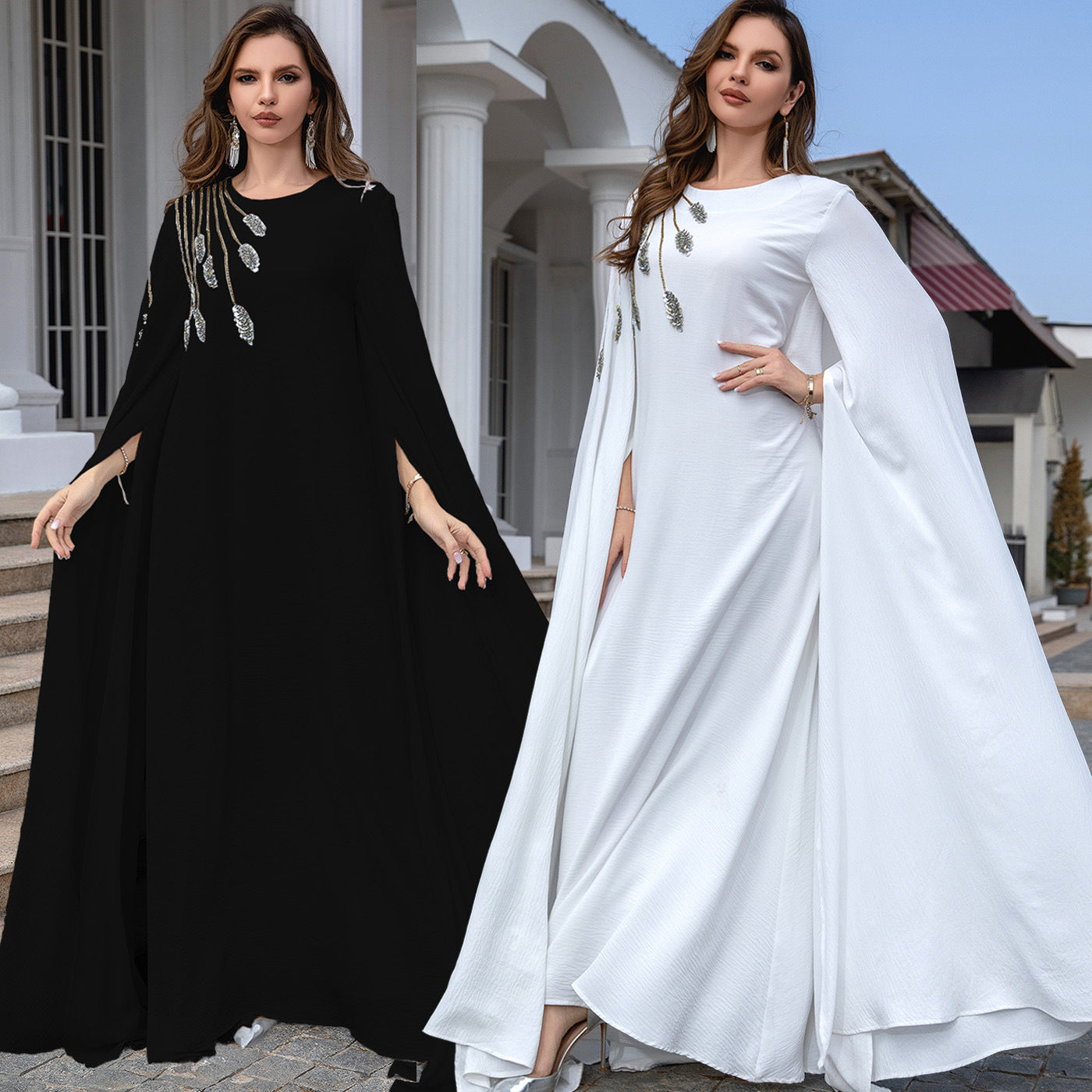 Muslim Robe Abaya Embroidered Women'S Robe Evening Gown