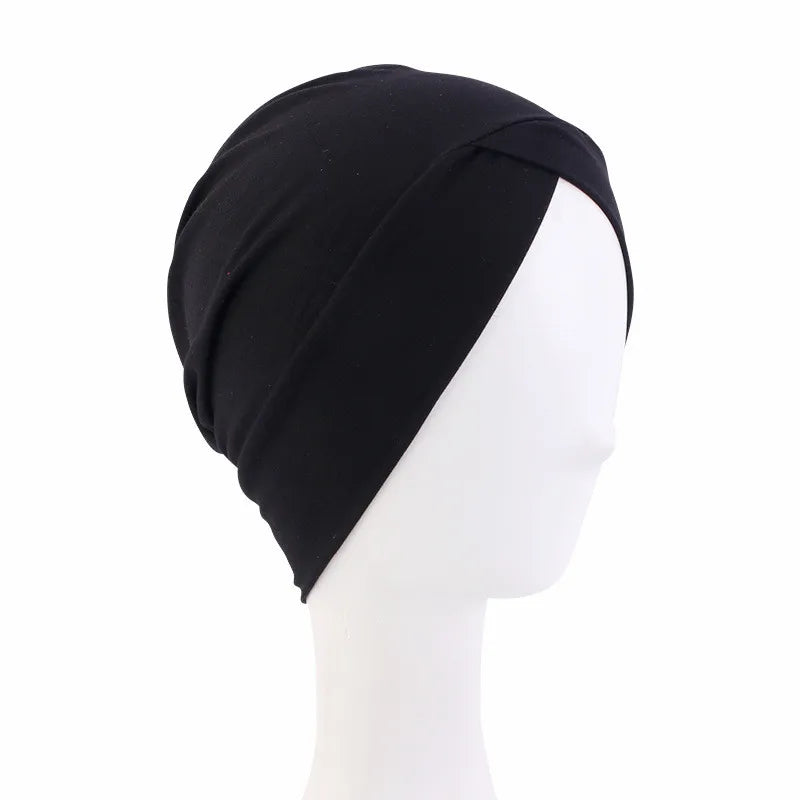 Women Plain Stretch Underscarf Cap Muslim Inner Hijab Caps Islamic Headband Turban Bonnet Musulman Femme Ready to Wear Hijabs
