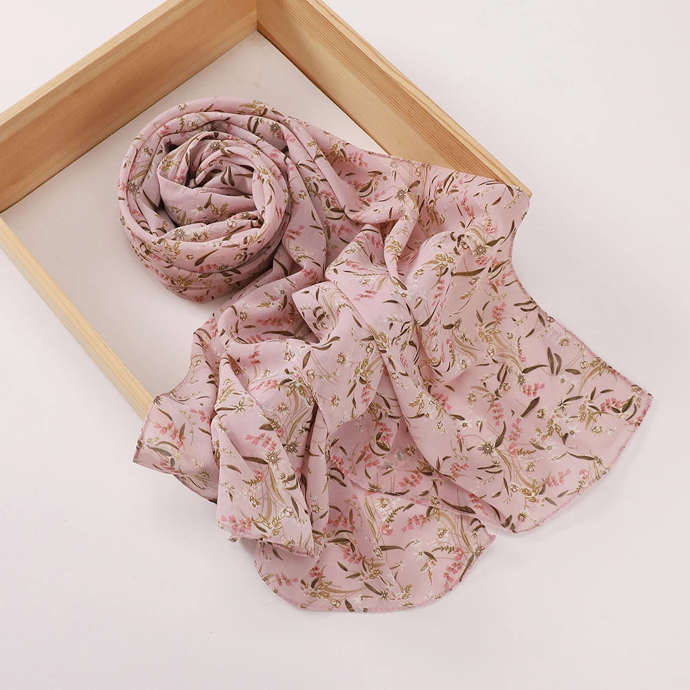 Print Chiffon Hijab Women Heavy Chiffon Bubble Scarf Leopard Popular Headscarf Wraps Bufanda Tudung Bawal