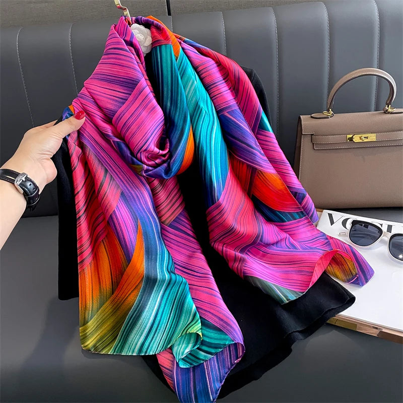 2020 Luxury Brand New Summer Women Silk Scarf Beach Hijab Shawls and Wraps Female Foulard Free Shipping