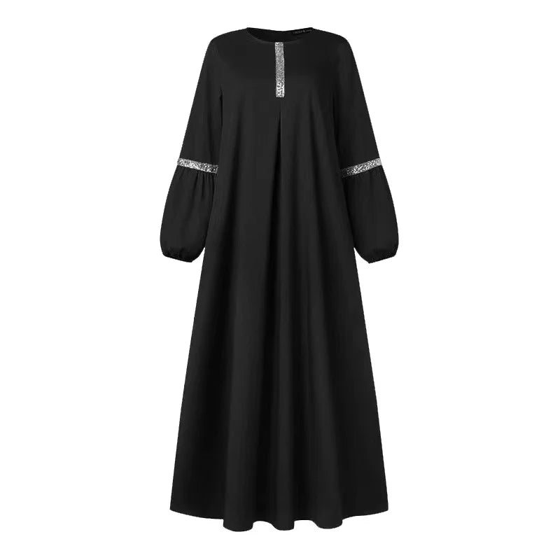 Abaya Middle East Fashion Long-Sleeved Abaya Dress Casual Sequin Sun Skirt Costume