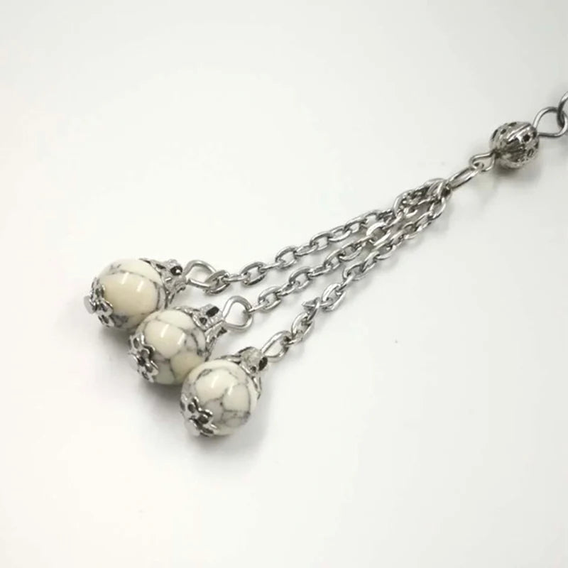 Muslim Tasbih White Turquois 33 Prayer Beads Islamic Gift Natural Stone Rosary
