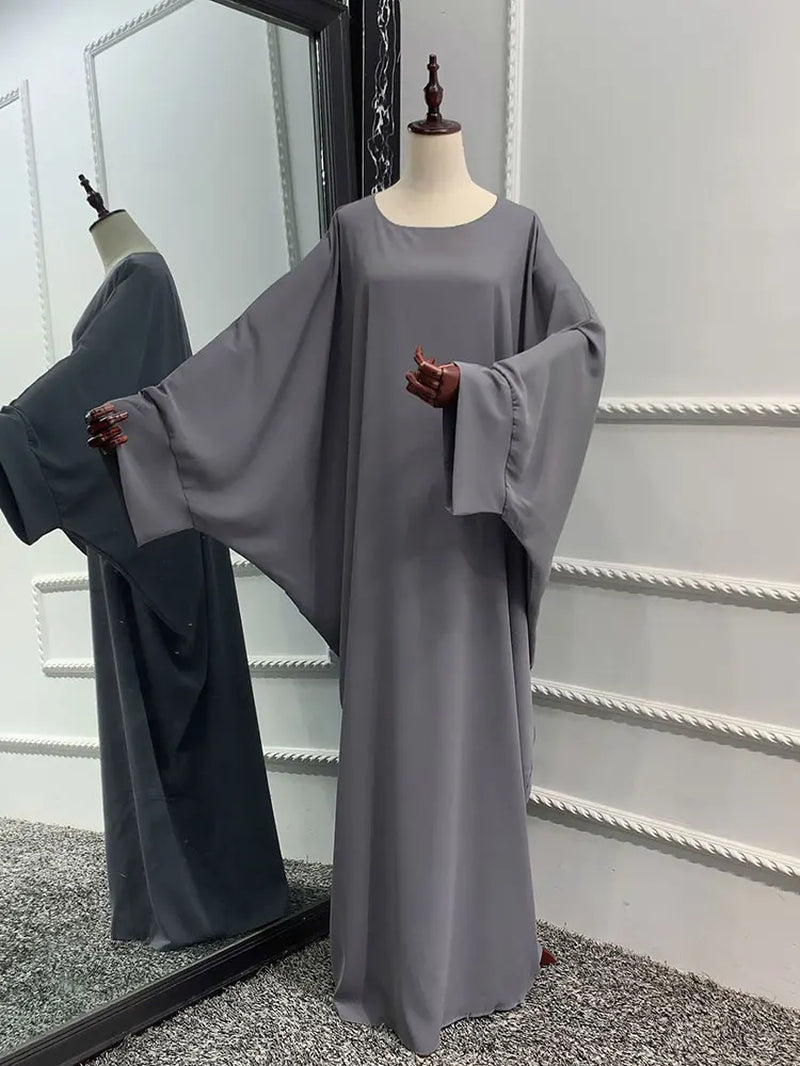 Plain Abaya Batwing Sleeve Islamic Clothing Prayer Long Dress Women Hijab Robe African Dresses Muslim Dubai Modest Abaya Ramadan