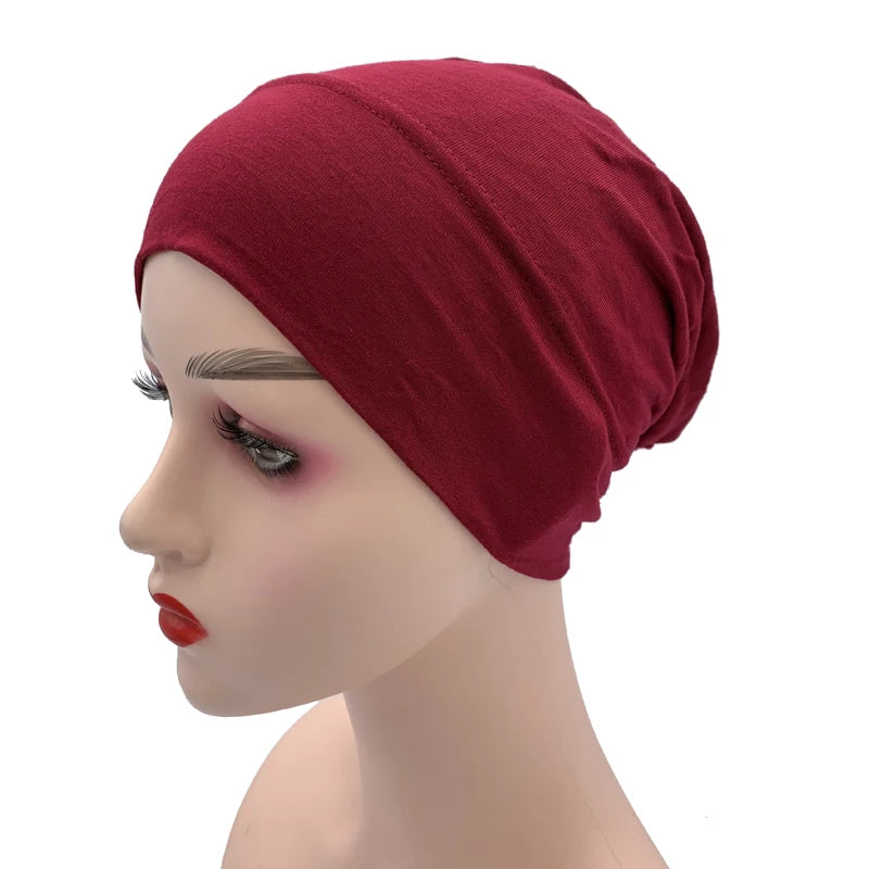 Women Plain Stretch Underscarf Cap Muslim Inner Hijab Caps Islamic Headband Turban Bonnet Musulman Femme Ready to Wear Hijabs