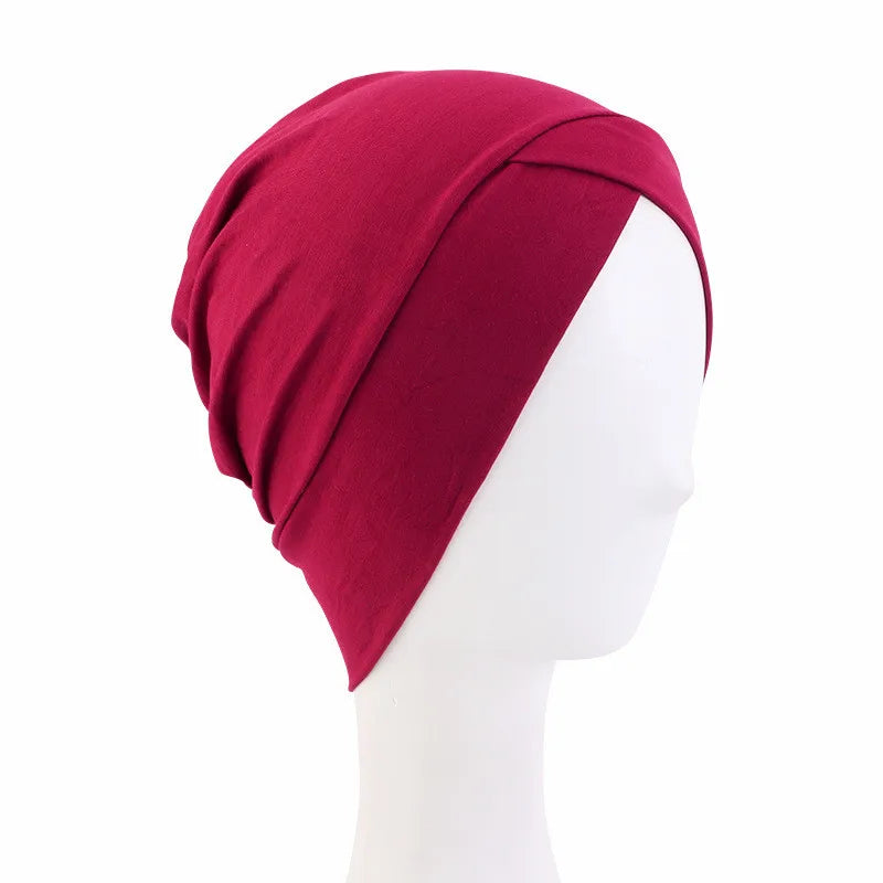 Women Plain Stretch Underscarf Cap Muslim Inner Hijab Caps Islamic Headband Turban Bonnet Musulman Femme Ready to Wear Hijabs