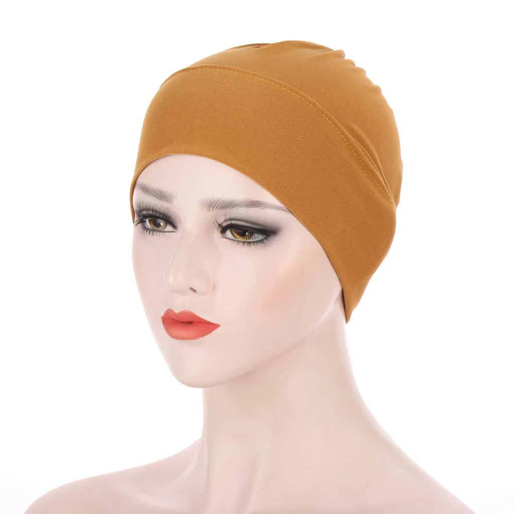 Women Plain Stretch Underscarf Cap Muslim Inner Hijab Caps Islamic Headband Turban Bonnet Musulman Femme Ready to Wear Hijabs